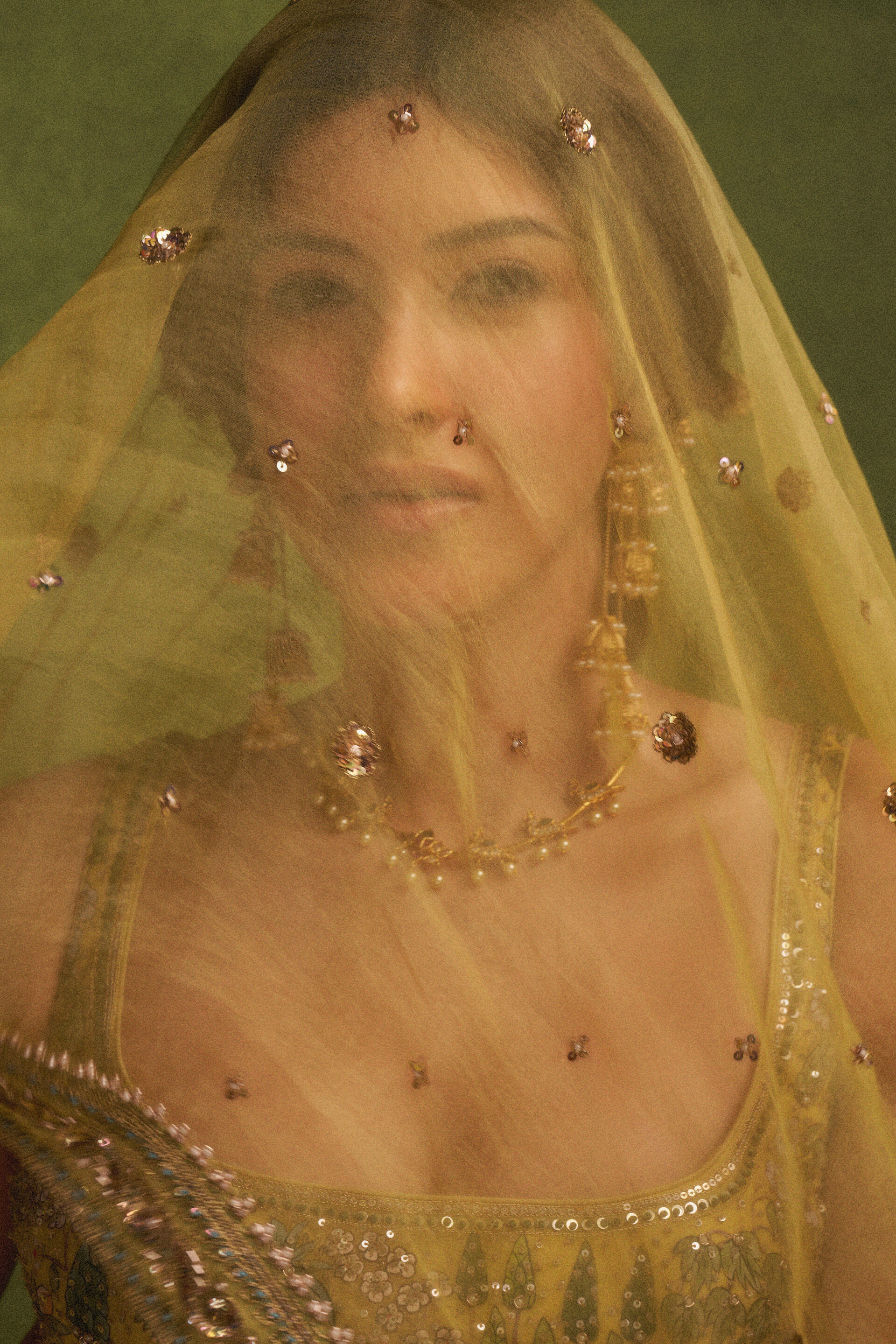 Meadowlark Hand-painted Pichhwai Silk Lehenga Set - Yellow, , image 4